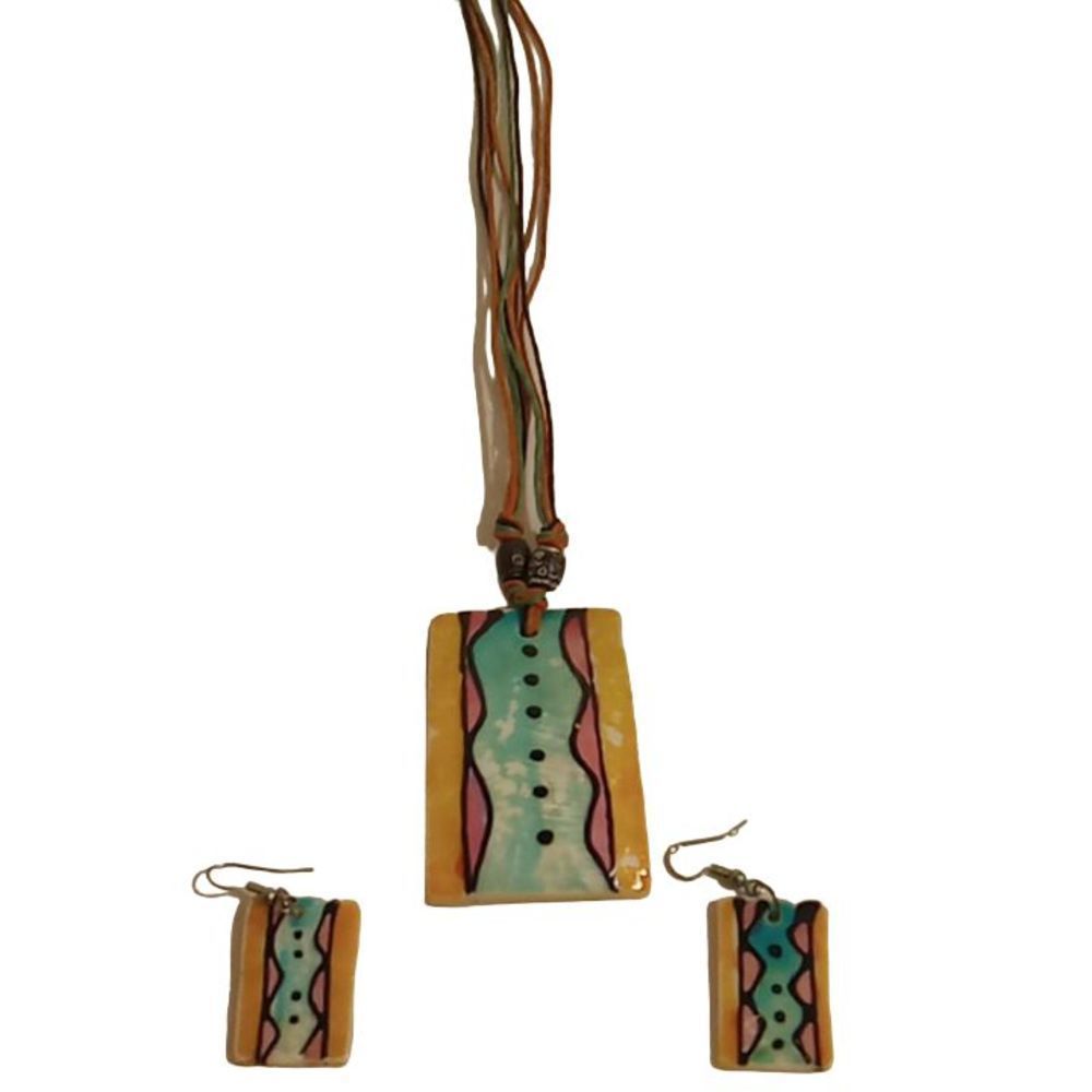 Egyptian Style Necklace & Earring  Set Multi-Colored‎